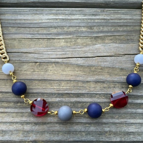 Nordstrom Women Necklace 18K Gold Plated Multi Color Beads Ladies Jewelry New - Picture 3 of 12